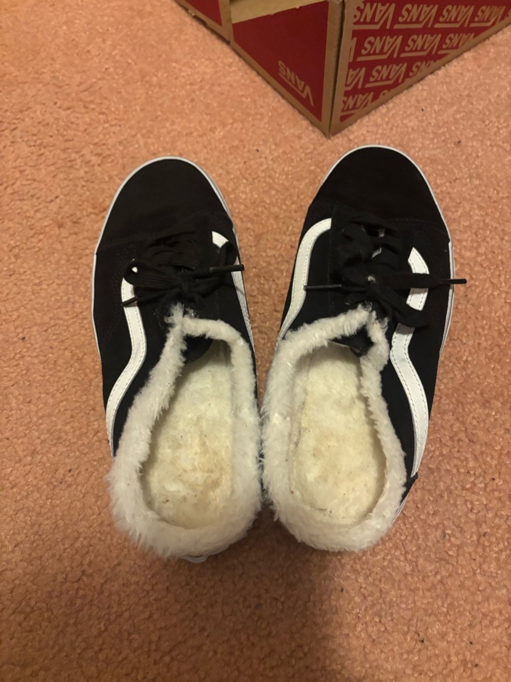 Vans Black  sherpaFaux-Fur Lined Skate Shoes - Picture 2 of 5